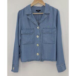 Kensie Long Sleeve Button‎ Down Chambray Blouse Sz M Western Country Cowgirl